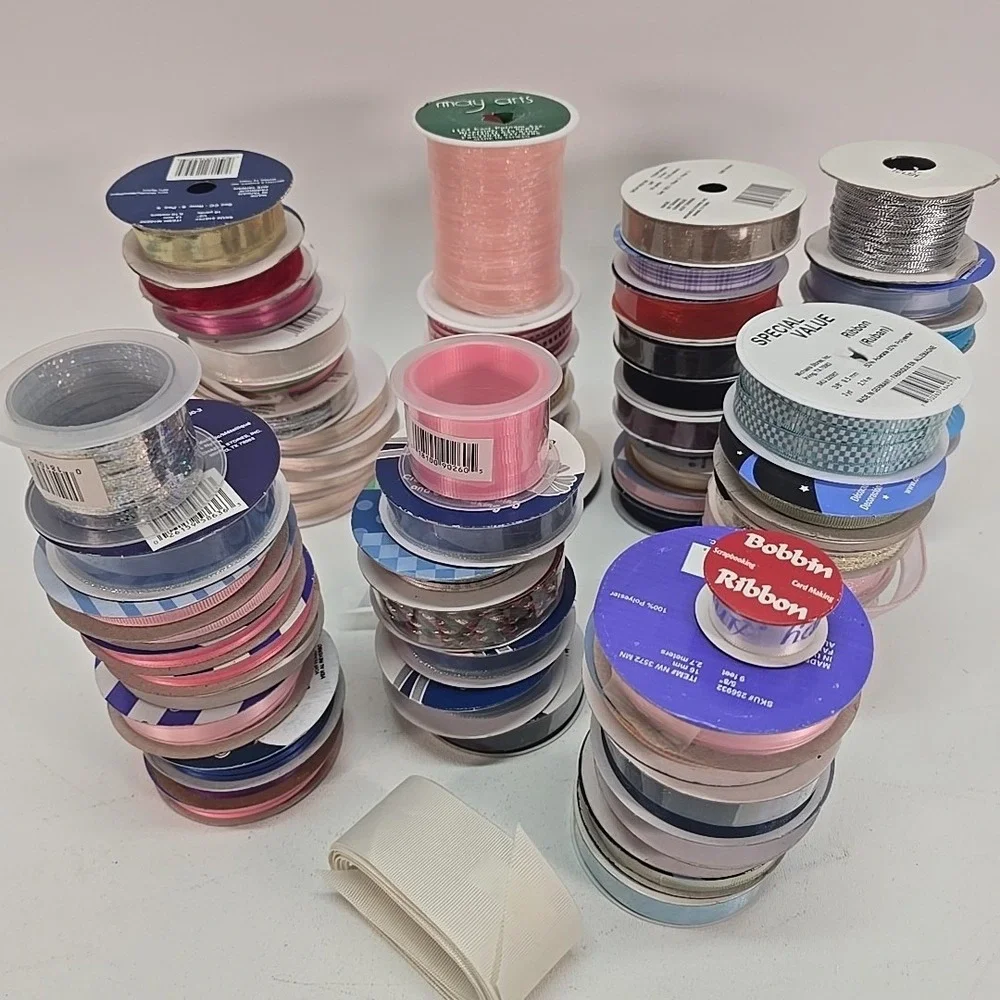 Lot of Ribbon Rolls Spools Great for‎ DIY Large Hair Bows Cheer Dance Crafts